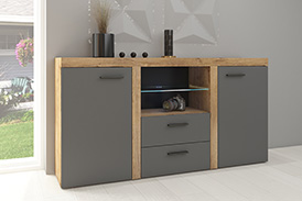 Chest of drawers RUMBA GRDL20 graphite/oak lefkas