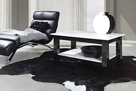 Coffee table with shelf T25 102x62 white gloss/black gloss