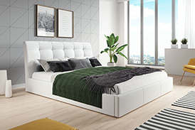 Łóżko tapicerowane ALDO 140x200 z pojemnikiem na pościel